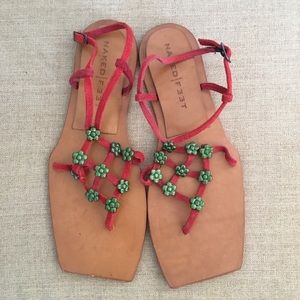 Naked Feet Square toe Beaded sandals size 8 M